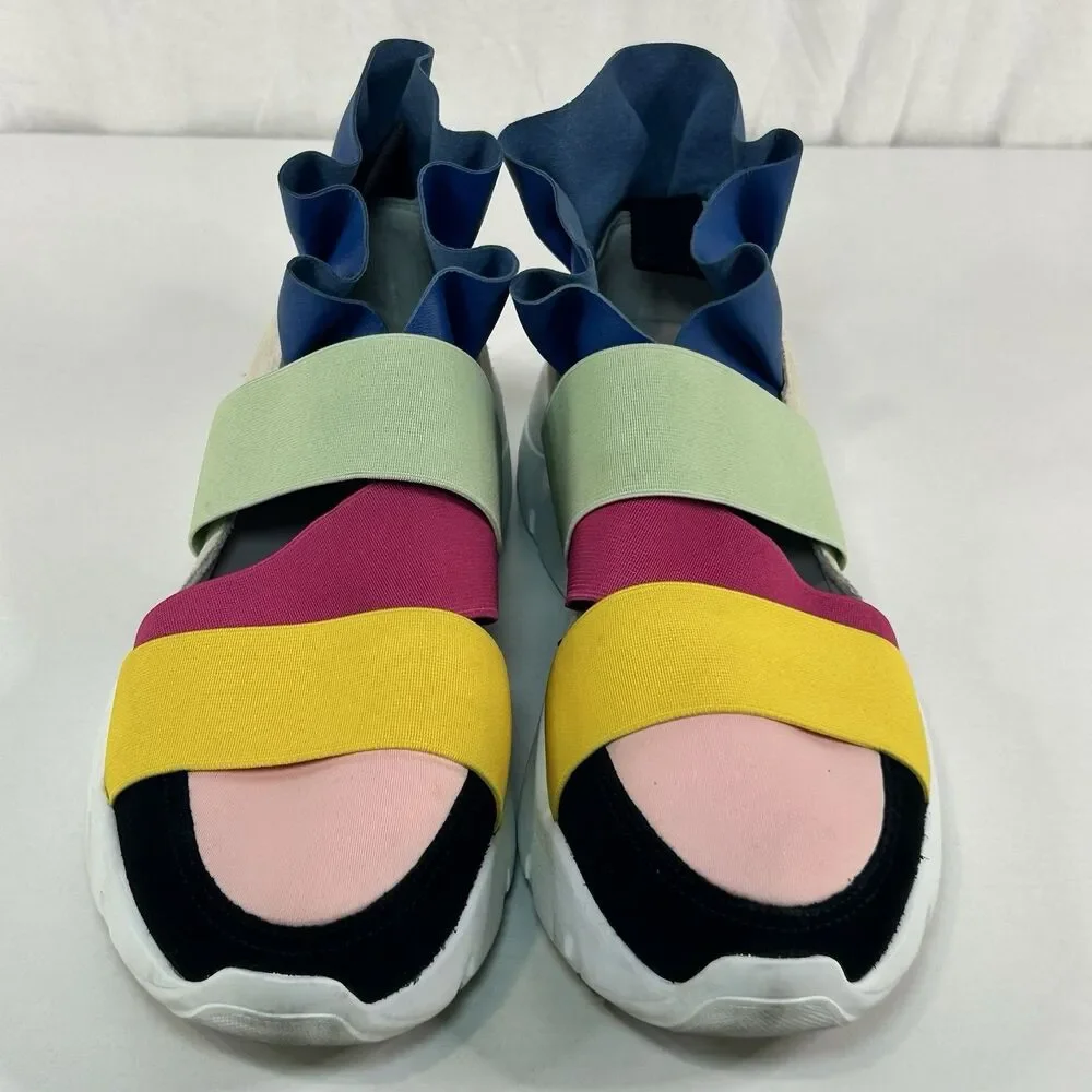 Emilio Pucci Colorful Ruffle Chunky Platform Sneakers Women’s Size 6.5 EU 37